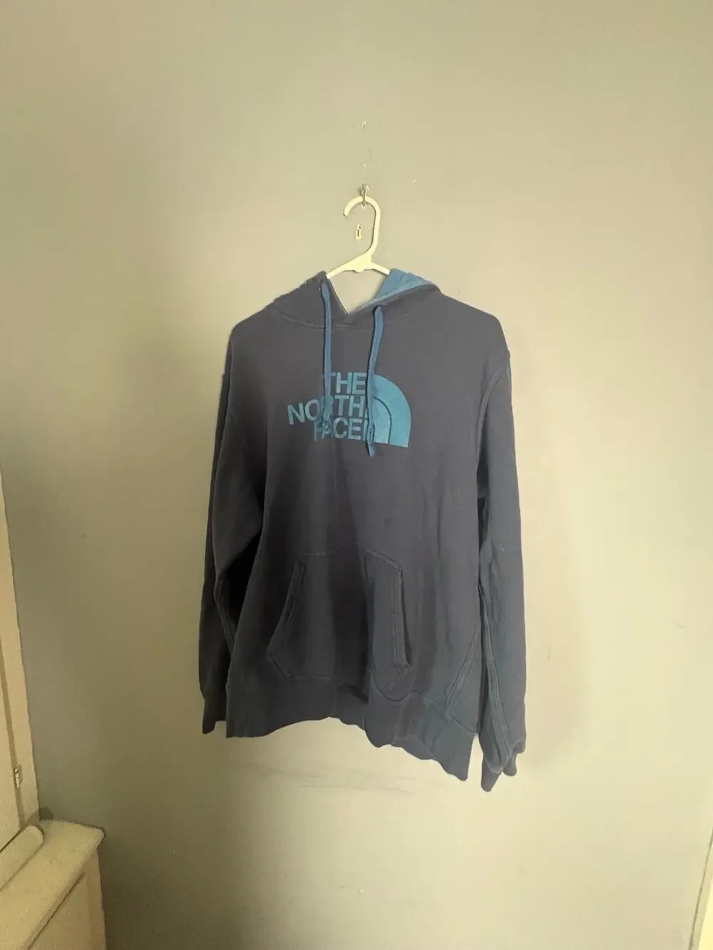 The North Face Logo Pullover Hoodie Navy Blue Size L